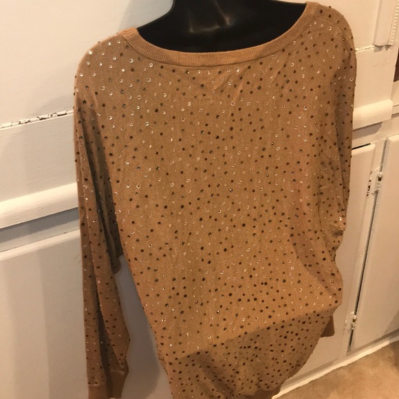 I.N.C Tan Rhinestone Long-sleeve Sweater SZ XL - Picture 6 of 7